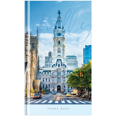 Телефонная книга А5, 80л., 7БЦ, OfficeSpace "Города. City Hall", выборочный уф-лак, с высечкой