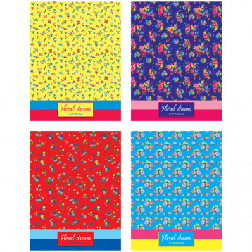 Тетрадь на кольцах А5, 200л., BG "Floral Dreams", 4 цвет. блок, глянцевая ламинация
