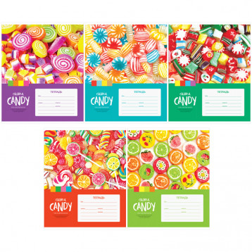 Тетрадь 12л., клетка ArtSpace "Леденцы. Colorful candy", ВД-лак
