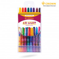 Карандаши восковые Crown "ArtStory", 08цв., выкручивающийся стержень