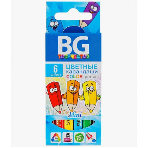 Карандаши цветные Mini, BG, трехгранные, 3.0 мм., 6 цв. Карандаши цветные Mini, BG, трехгранные, 3.0 мм., 6 цв.