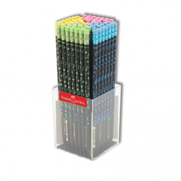 Карандаш ч/г Faber-Castell "Party" HB, с ластиком, круглый, заточен., ассорти, пл. стакан