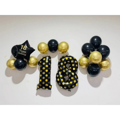 Набор воздушных шаров «Happy birthday.18» 17 шт., black Набор воздушных шаров «Happy birthday.18» 17 шт., black