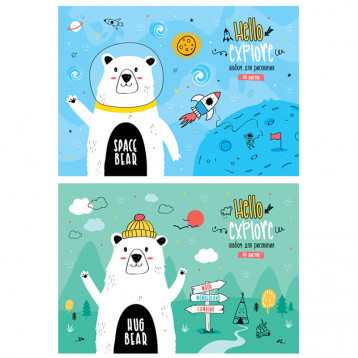 Альбом для рисования 40 л., А4, на склейке, ArtSpace "Рисунки. Bear hug"