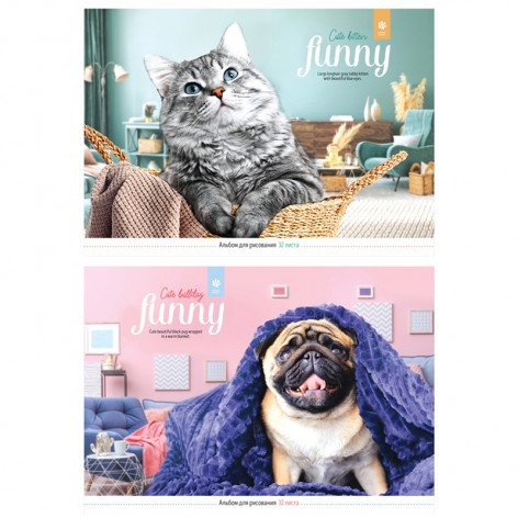 Альбом для рисования 32 л., А4, на склейке ArtSpace "Питомцы. Funny pets"