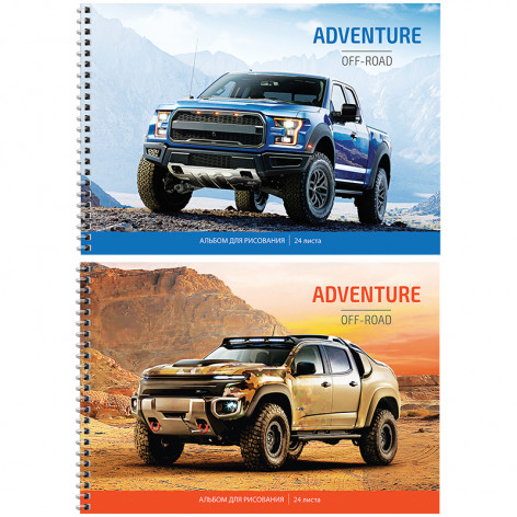Альбом для рисования 24 л., А4, на спирали ArtSpace "Авто. Off-road adventures" Альбом для рисования 24 л., А4, на спирали ArtSpace "Авто. Off-road adventures"