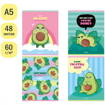 Тетрадь 48л., A5, клетка, ArtSpace Рисунки. Honey avocado