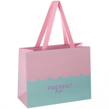 Пакет подарочный 23*18*10см MESHU "Wave pink", отд. фольгой, матовая ламинация