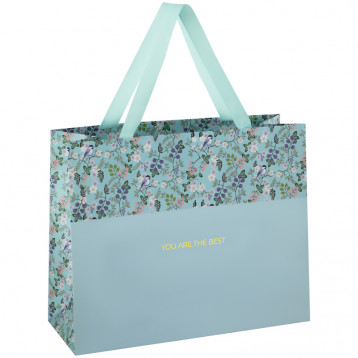 Пакет подарочный 32*26*12см MESHU "Pastel blue", отд. фольгой, матовая ламинация
