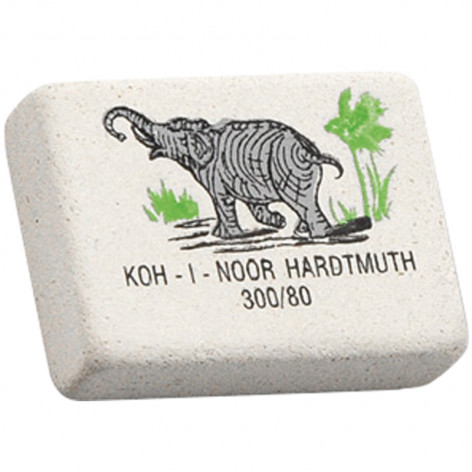 Ластик Koh-I-Noor "Elephant" 300/80, прямоугольный, натуральный каучук, 26*18,5*8мм, цветной Ластик Koh-I-Noor "Elephant" 300/80, прямоугольный, натуральный каучук, 26*18,5*8мм, цветной