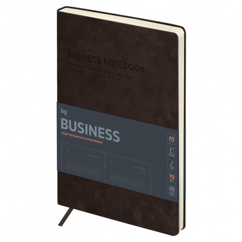 Ежедневник недатированный, А5, 136л., мягкий переплет, кожзам, BG "Business. Tobacco", коричневый Ежедневник недатированный, А5, 136л., мягкий переплет, кожзам, BG "Business. Tobacco", коричневый