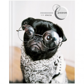 Дневник 1-11 кл. 40л. (твердый) "Питомцы. Pug", глянцевая ламинация