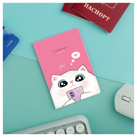 Обложка для паспорта MESHU "Meow", ПВХ, 2 кармана Обложка для паспорта MESHU "Meow", ПВХ, 2 кармана