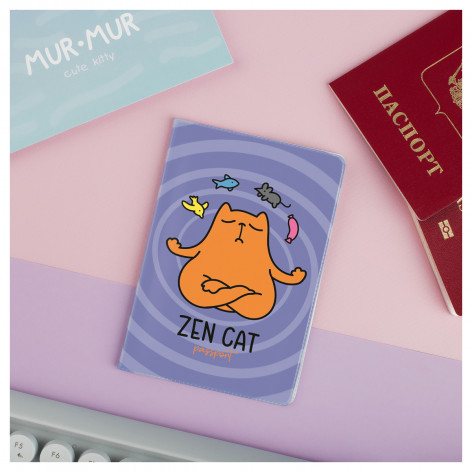 Обложка для паспорта MESHU "Zen Cat", ПВХ, 2 кармана Обложка для паспорта MESHU "Zen Cat", ПВХ, 2 кармана