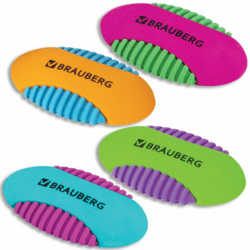 Ластик BRAUBERG "Mix S", 58х33х13мм, цвет ассорти