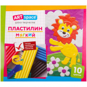 Пластилин ArtSpace, 10 цветов, со стеком, картон