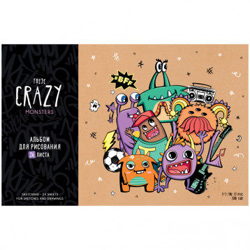 Альбом для рисования 24л., А4, на скрепке ArtSpace "Рисунки. Crazy monsters"
