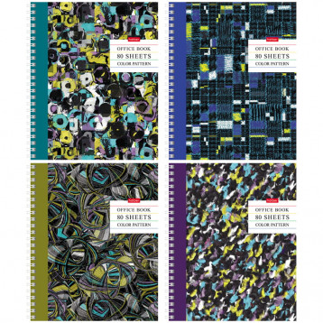 Тетрадь 80л., А5, клетка на гребне Hatber "Color Pattern", матовая ламинация