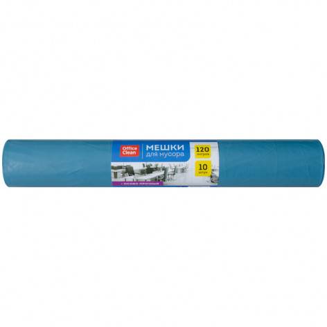 Мешки для мусора 120л OfficeClean ПВД, 70*110см, 40мкм, 10шт., особо прочные, синие, в рулоне Мешки для мусора 120л OfficeClean ПВД, 70*110см, 40мкм, 10шт., особо прочные, синие, в рулоне