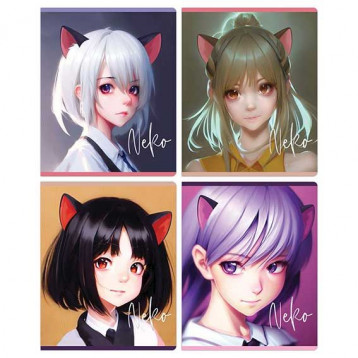 Тетрадь 48л., клетка MESHU "Neko" 