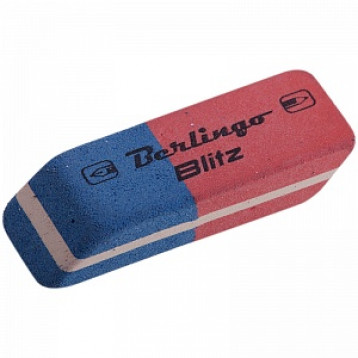 Ластик Berlingo "Blitz", скошенный,комбинировнанный, натуральный каучук, 42*14*8мм