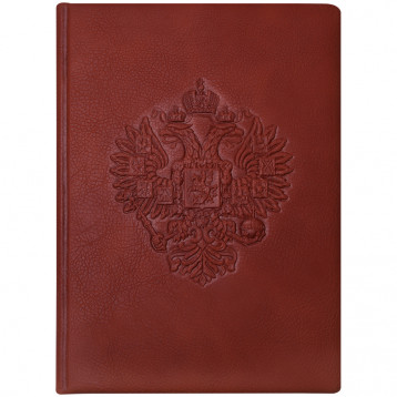 Ежедневник недатир. A5, 136л., кожзам,"Герб", коричневый, тиснение
